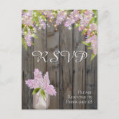 Carte Postale Réponse de mariage aux lilas rustiques avec bois d (Devant)
