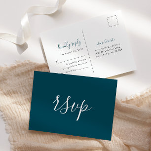 Carte Postale Réponse de mariage bleu sarcelle minimaliste moder