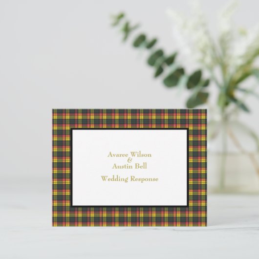 Carte Postale Réponse de mariage Buchanan Tartan (Debout devant)
