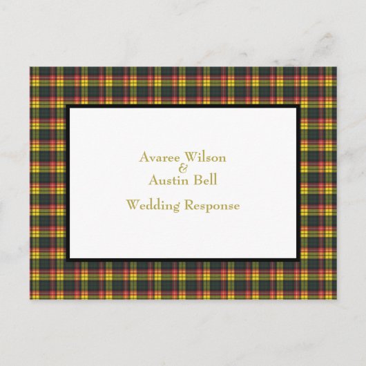 Carte Postale Réponse de mariage Buchanan Tartan (Devant)