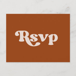 Carte Postale Réponse de mariage chic rétro orange brûlé