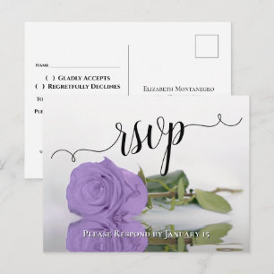 Carte Postale Réponse de mariage chic rose lavande réfléchissant