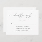 Carte Postale Réponse de mariage classique moderne noir et blanc (Devant / Derrière)