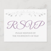 Carte Postale Réponse de mariage Élégance Simple Argent et Viole (Devant)