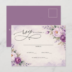 Carte Postale Réponse de mariage floral lavande botanique violet