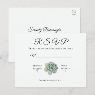 Carte Postale Réponse de mariage florale rustique vert sauge suc