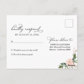Carte Postale Réponse de mariage géométrique floral rose blush (Dos)