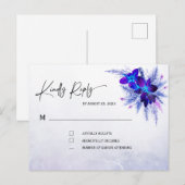 Carte Postale Réponse de mariage Orchidée Bleue (Devant / Derrière)