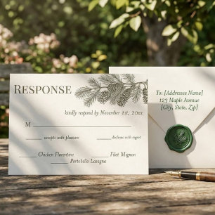 Carte Postale Réponse de RSVP de mariage avec verdure de branche