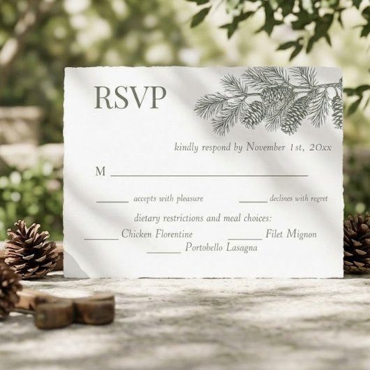 Carte Postale Réponse de RSVP de mariage avec verdure de branche