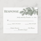 Carte Postale Réponse de RSVP de mariage avec verdure de branche (Devant)