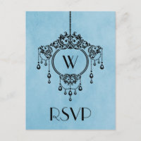 Carte postale Réponse du chandelier Vintage bleu