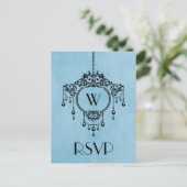 Carte postale Réponse du chandelier Vintage bleu (Debout devant)