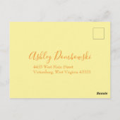 Carte Postale Réponse du Mariage Rose Orange & Jaune clair (Dos)