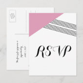 Carte postale Réponse géométrique à bande rose (Devant / Derrière)