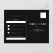 Carte Postale Réponse Mariage Noir & Blanc Gras & Moderne (Dos)