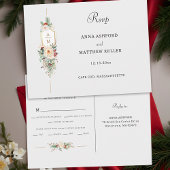 Carte Postale Réponse Simple Élégant Noël Floral Monogramme