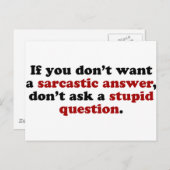 Carte Postale Réponses sarcastiques (Devant / Derrière)