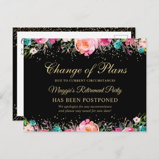 Carte Postale Report de l'annonce Fête de retraite florale (Devant / Derrière)