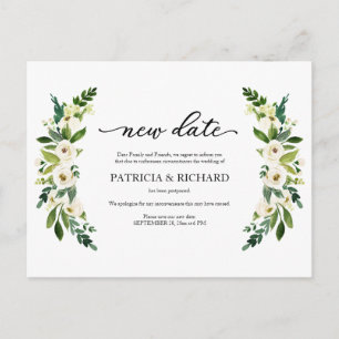 Carte Postale Report de mariage à nouvelle date Floral Végétal