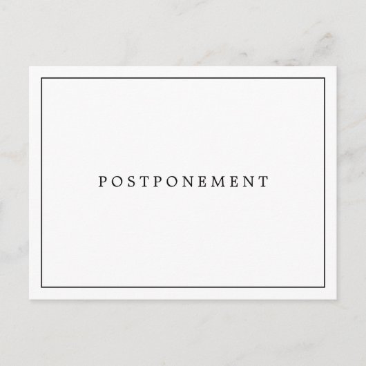 Carte Postale Report de mariage simple noir et blanc (Devant)