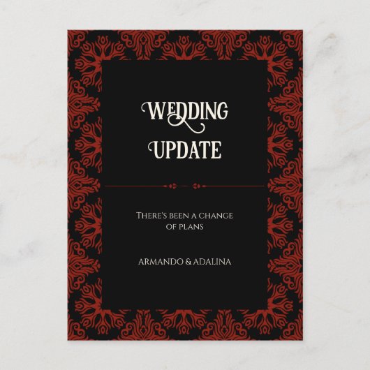 Carte Postale Report du Mariage gothique noir et rouge (Devant)