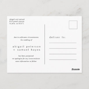 Carte Postale Report minimaliste du Mariage noir et blanc