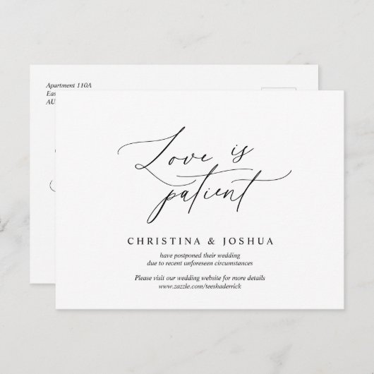 Carte Postale Report simple et Faire-part de mariage minimal (Devant / Derrière)
