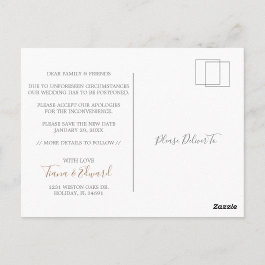 Carte postale reportée du Mariage de modification  (Dos)