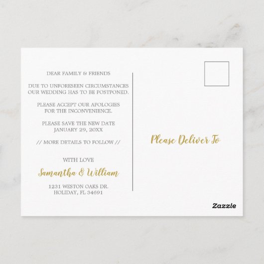 Carte postale reportée du Mariage de modification  (Dos)