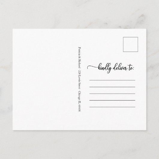 Carte Postale Reportée Faire-part Mariage Élégante calligraphie (Dos)