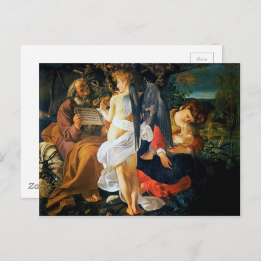 Carte Postale Repos sur le vol vers l'Egypte par Caravaggio (159 (Devant / Derrière)