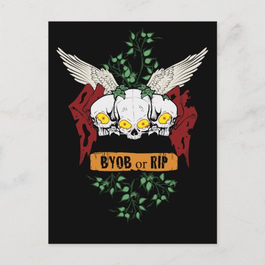 Carte Postale Repose en paix : crânes mal Halloween Invitation a (Devant)