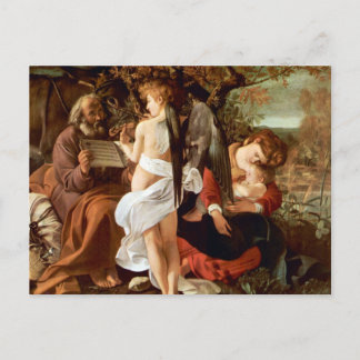Carte Postale Repose sur le vol en Egypte par Caravaggio