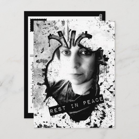 Carte Postale reposer en paix coeur anatomique (Devant / Derrière)