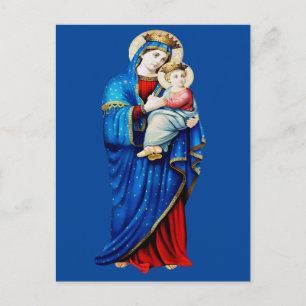 Carte postale représentant la Vierge Marie avec l'