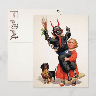Carte postale représentant un grand Krampus ancien