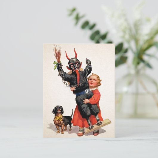 Carte postale représentant un grand Krampus ancien (Debout devant)