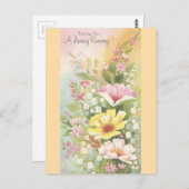 Carte Postale Reprise vintage Avec Fleurs (Devant / Derrière)