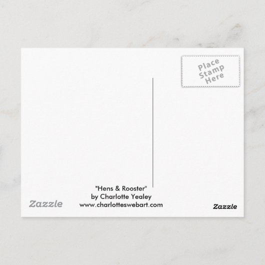 Carte postale Reproduction d'art "poules et coq" (Dos)