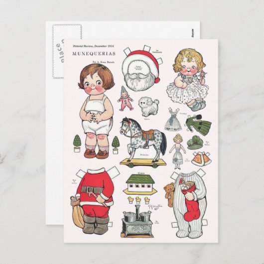 Carte postale Reproduction de poupées en papier de (Devant / Derrière)