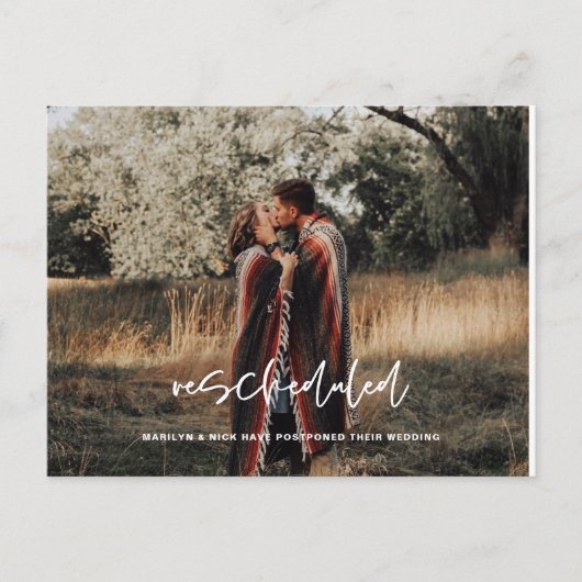 Carte Postale Reprogrammé, photo Mariage, changement de date (Devant)
