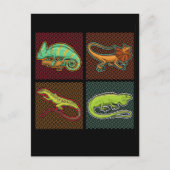 Carte Postale Reptiles rétro Lizard Chameleon Iguana (Devant)