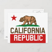 Carte Postale RÉPUBLIQUE DE CALIFORNIE Drapeau de l'État étoile  (Devant / Derrière)