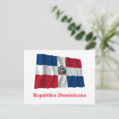 Carte Postale République Dominicaine Drapeau avec nom en espagno (Debout devant)