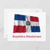Carte Postale République Dominicaine Drapeau avec nom en espagno (Devant / Derrière)