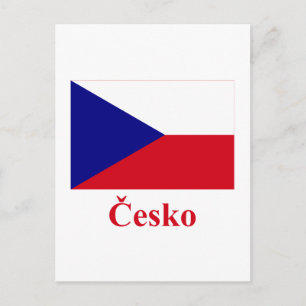Carte Postale République tchèque Drapeau avec nom en tchèque