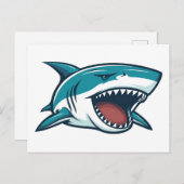Carte Postale Requin à bouche ouverte (Devant / Derrière)