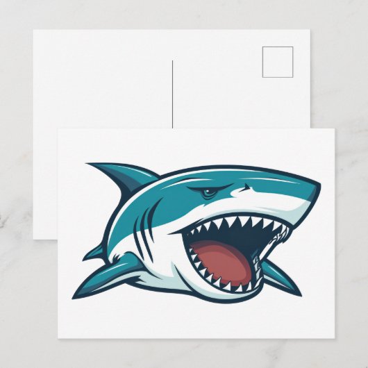 Carte Postale Requin à bouche ouverte (Devant / Derrière)