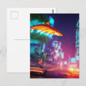 Carte postale requin au-dessus de la ville (Devant / Derrière)